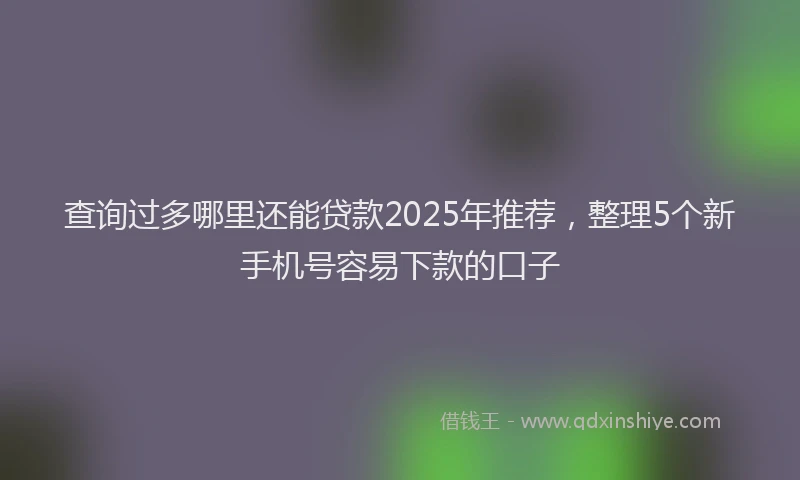 查询过多哪里还能贷款2025年推荐，整理5个新手机号容易下款的口子