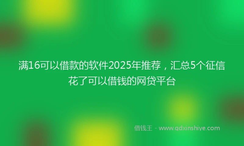 满16可以借款的软件2025年推荐，汇总5个征信花了可以借钱的网贷平台