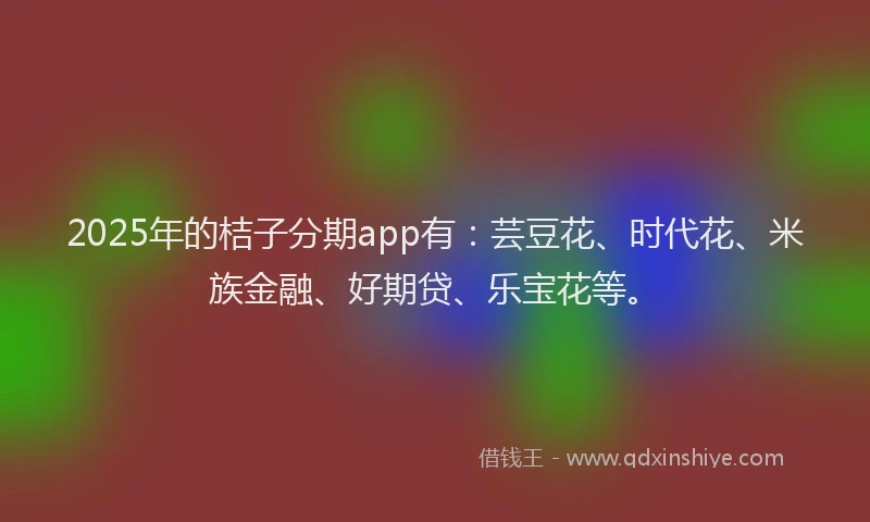 2025年的桔子分期app有：芸豆花、时代花、米族金融、好期贷、乐宝花等。