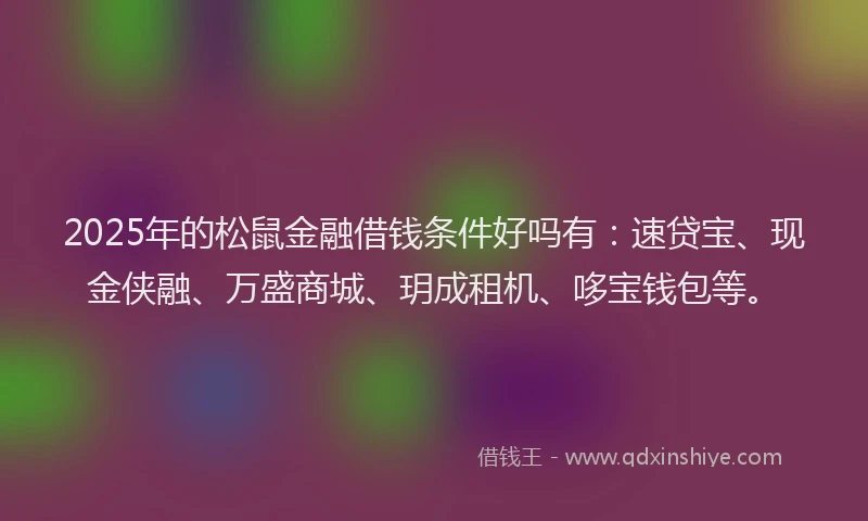 2025年的松鼠金融借钱条件好吗有：速贷宝、现金侠融、万盛商城、玥成租机、哆宝钱包等。