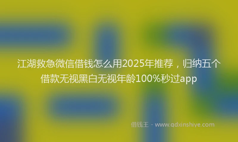 江湖救急微信借钱怎么用2025年推荐，归纳五个借款无视黑白无视年龄100%秒过app