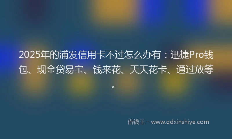 2025年的浦发信用卡不过怎么办有：迅捷Pro钱包、现金贷易宝、钱来花、天天花卡、通过放等。