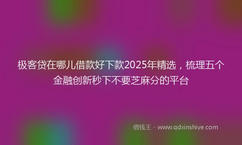 极客贷在哪儿借款好下款2025年精选，梳理五个金融创新秒下不要芝麻分的平台