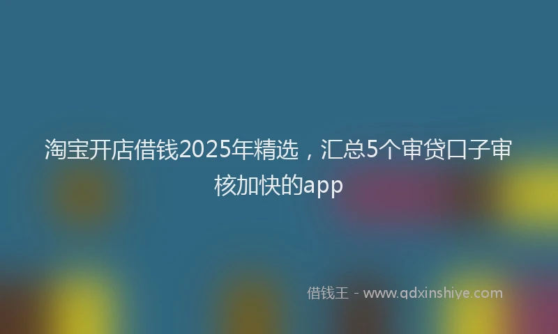 淘宝开店借钱2025年精选，汇总5个审贷口子审核加快的app