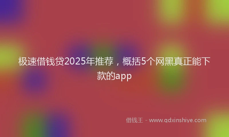 极速借钱贷2025年推荐，概括5个网黑真正能下款的app