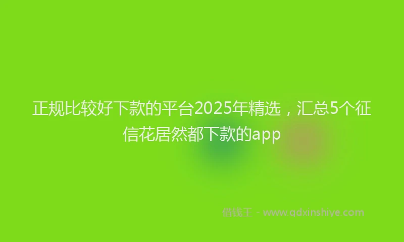正规比较好下款的平台2025年精选，汇总5个征信花居然都下款的app