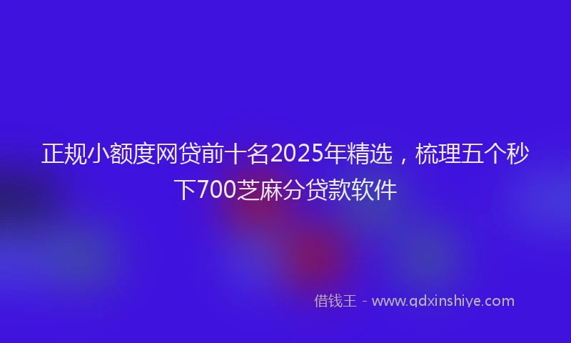 正规小额度网贷前十名2025年精选，梳理五个秒下700芝麻分贷款软件