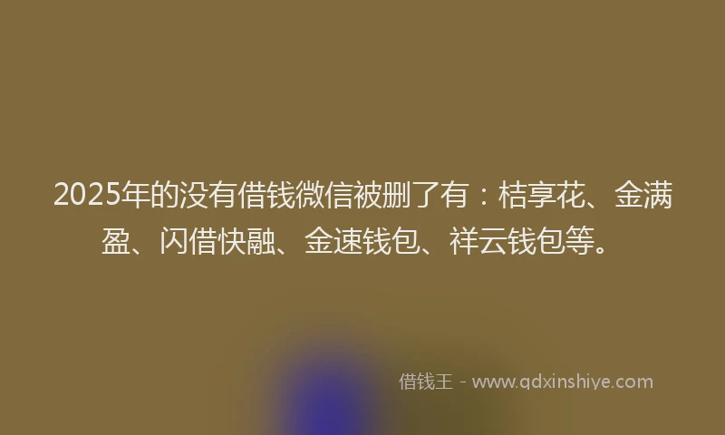 2025年的没有借钱微信被删了有：桔享花、金满盈、闪借快融、金速钱包、祥云钱包等。