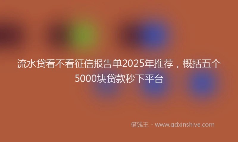 流水贷看不看征信报告单2025年推荐，概括五个5000块贷款秒下平台