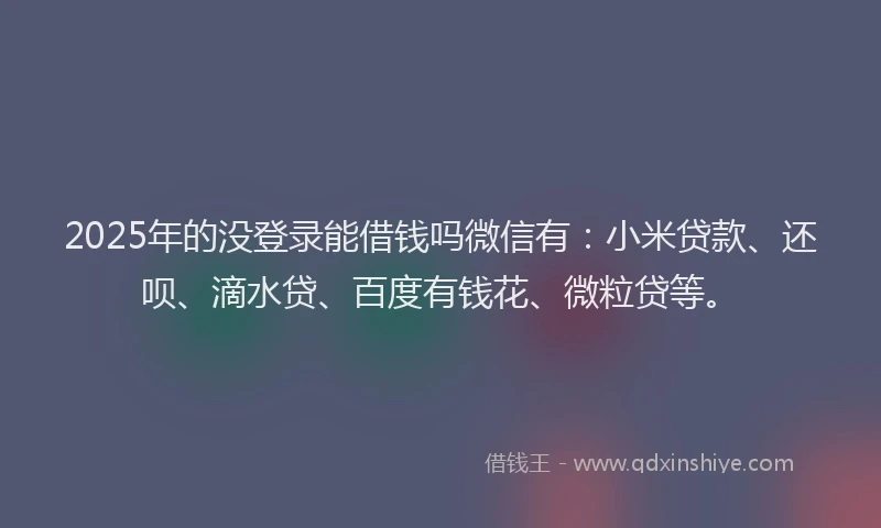 2025年的没登录能借钱吗微信有：小米贷款、还呗、滴水贷、百度有钱花、微粒贷等。