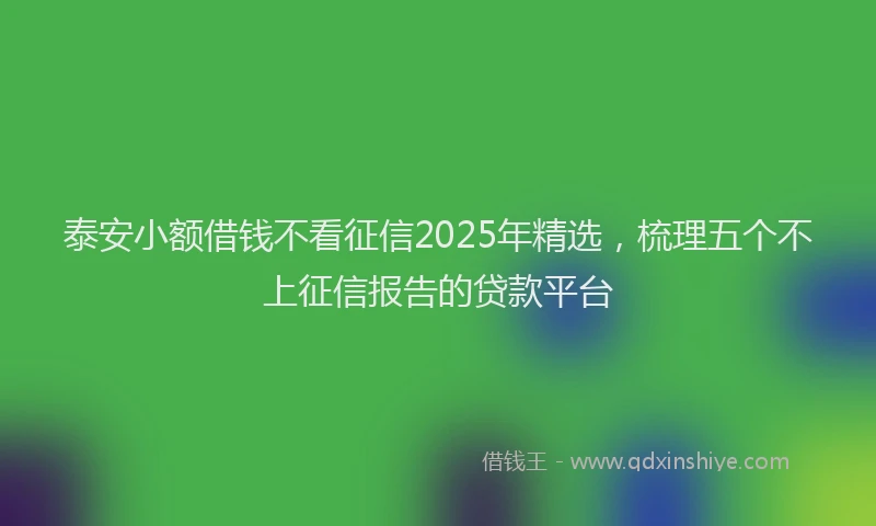 泰安小额借钱不看征信2025年精选，梳理五个不上征信报告的贷款平台