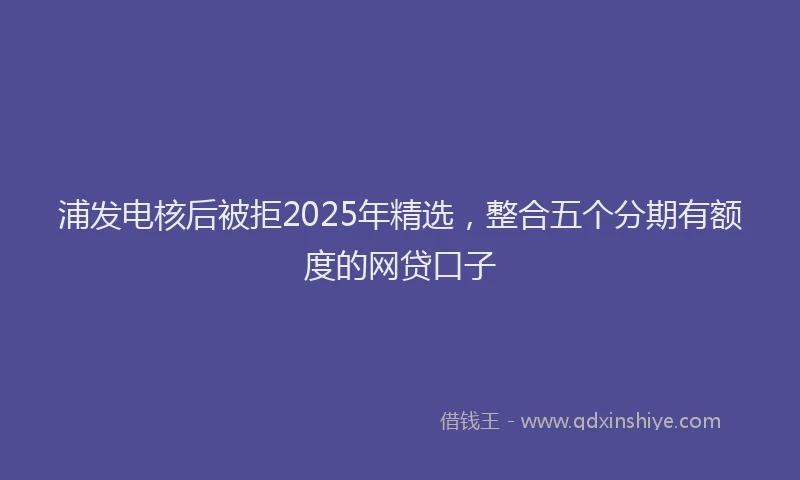 浦发电核后被拒2025年精选，整合五个分期有额度的网贷口子