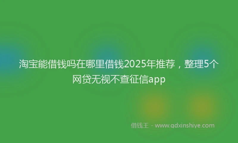 淘宝能借钱吗在哪里借钱2025年推荐，整理5个网贷无视不查征信app