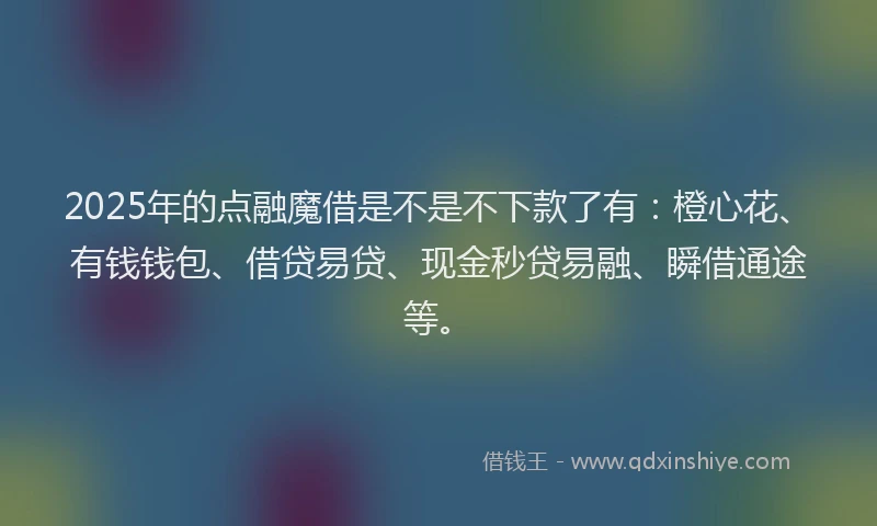 2025年的点融魔借是不是不下款了有：橙心花、有钱钱包、借贷易贷、现金秒贷易融、瞬借通途等。