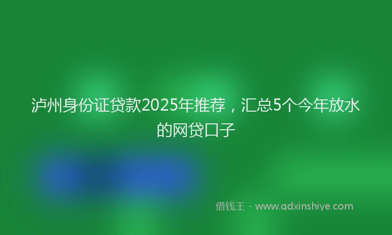 泸州身份证贷款2025年推荐，汇总5个今年放水的网贷口子