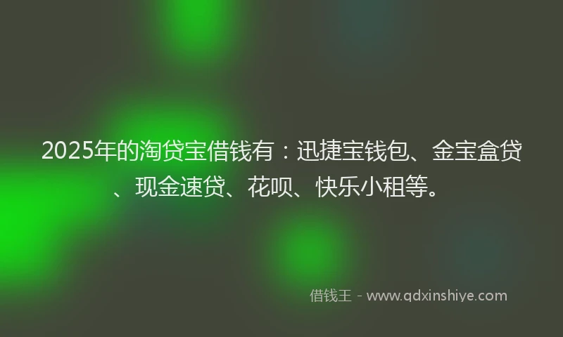 2025年的淘贷宝借钱有：迅捷宝钱包、金宝盒贷、现金速贷、花呗、快乐小租等。