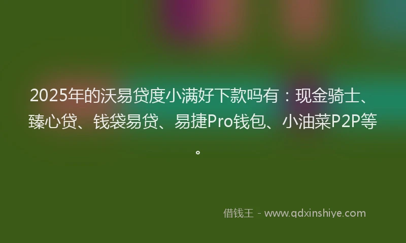 2025年的沃易贷度小满好下款吗有：现金骑士、臻心贷、钱袋易贷、易捷Pro钱包、小油菜P2P等。