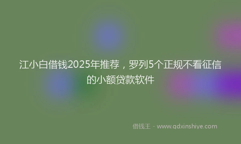 江小白借钱2025年推荐，罗列5个正规不看征信的小额贷款软件