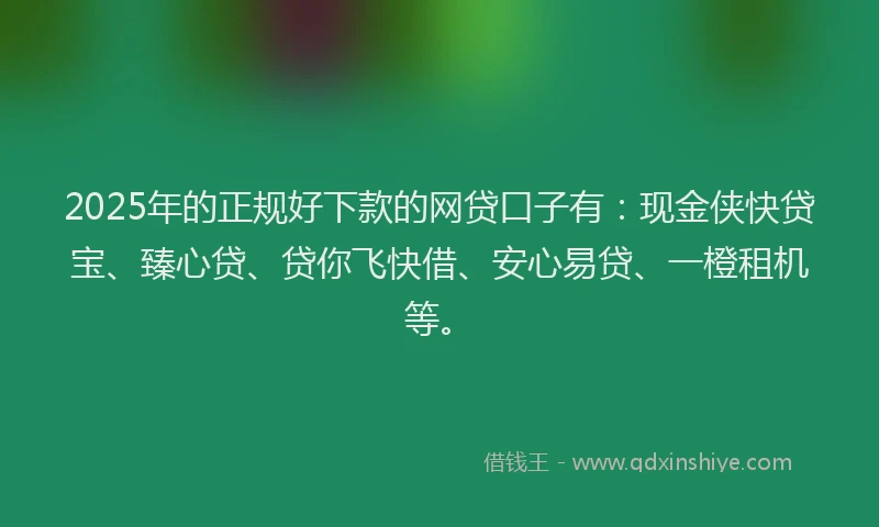 2025年的正规好下款的网贷口子有：现金侠快贷宝、臻心贷、贷你飞快借、安心易贷、一橙租机等。