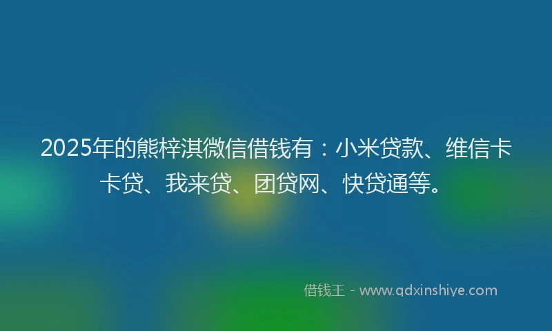2025年的熊梓淇微信借钱有：小米贷款、维信卡卡贷、我来贷、团贷网、快贷通等。