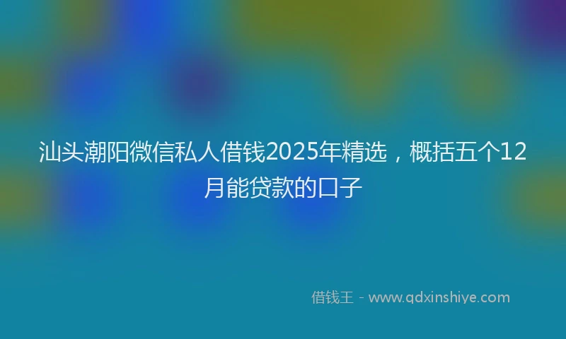 汕头潮阳微信私人借钱2025年精选，概括五个12月能贷款的口子