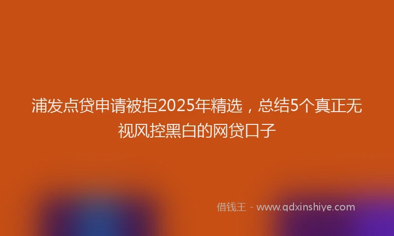 浦发点贷申请被拒2025年精选，总结5个真正无视风控黑白的网贷口子