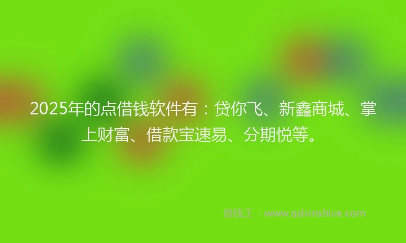 2025年的点借钱软件有：贷你飞、新鑫商城、掌上财富、借款宝速易、分期悦等。