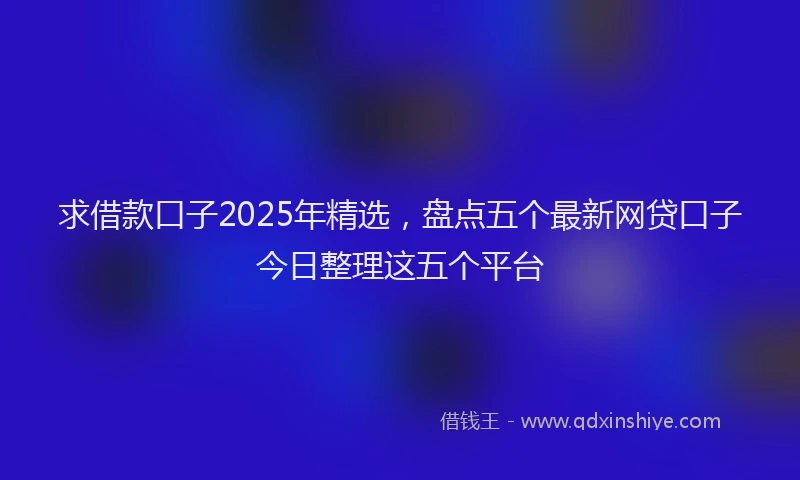 求借款口子2025年精选，盘点五个最新网贷口子今日整理这五个平台