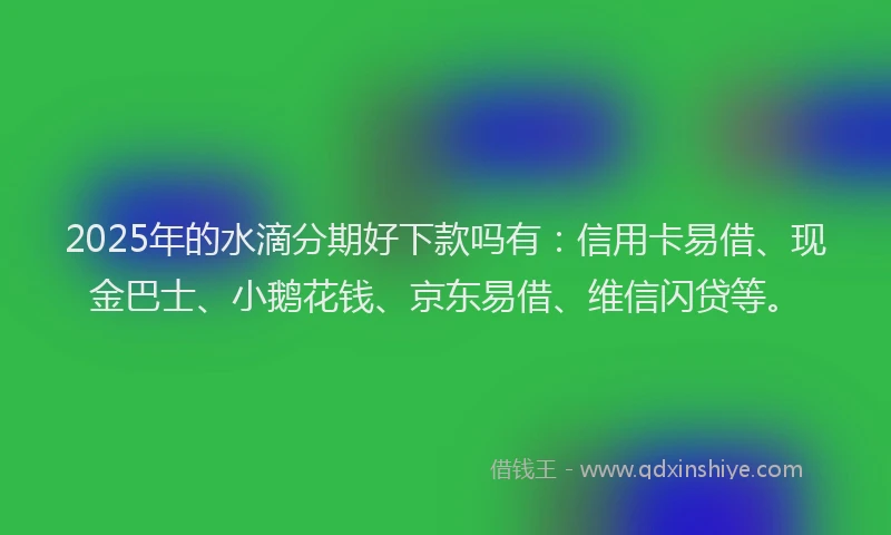 2025年的水滴分期好下款吗有：信用卡易借、现金巴士、小鹅花钱、京东易借、维信闪贷等。