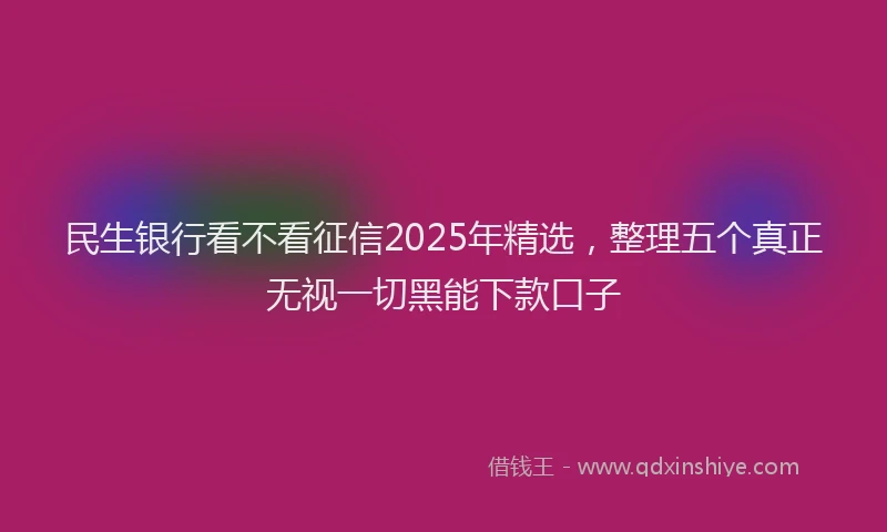 民生银行看不看征信2025年精选，整理五个真正无视一切黑能下款口子
