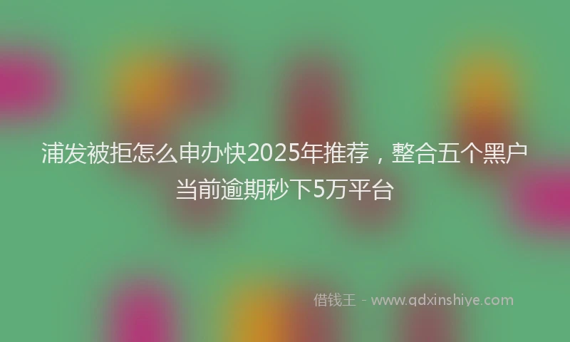 浦发被拒怎么申办快2025年推荐,整合五个黑户当前逾期秒下5万平台