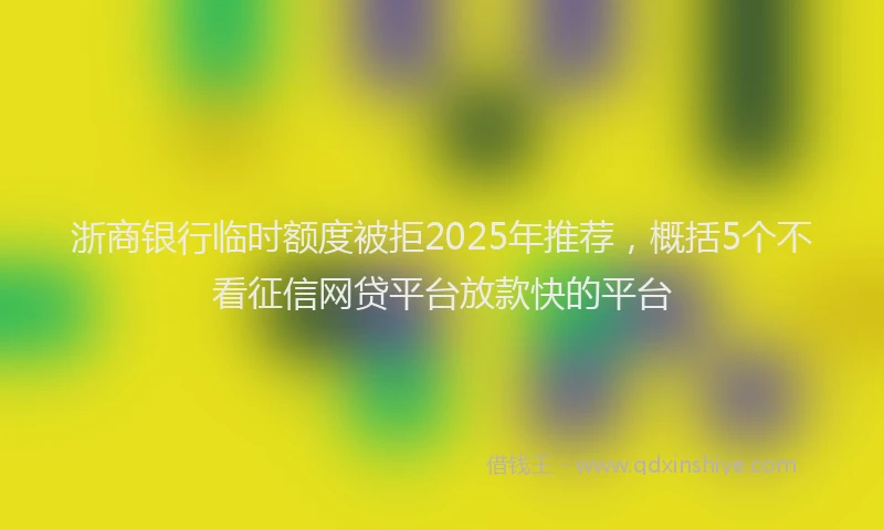 浙商银行临时额度被拒2025年推荐，概括5个不看征信网贷平台放款快的平台
