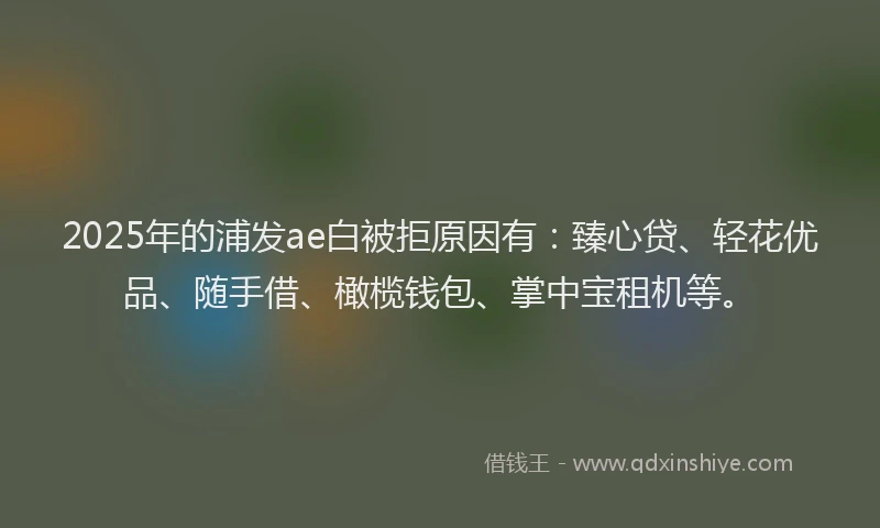 2025年的浦发ae白被拒原因有：臻心贷、轻花优品、随手借、橄榄钱包、掌中宝租机等。