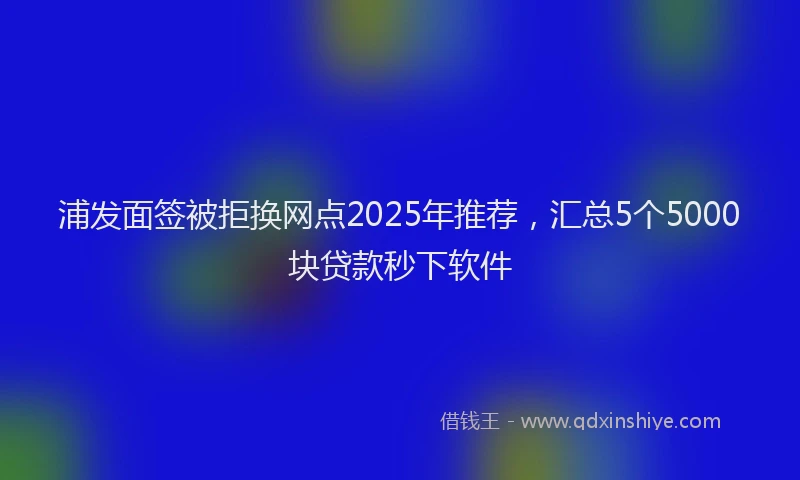 浦发面签被拒换网点2025年推荐，汇总5个5000块贷款秒下软件