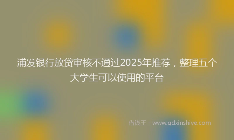 浦发银行放贷审核不通过2025年推荐，整理五个大学生可以使用的平台