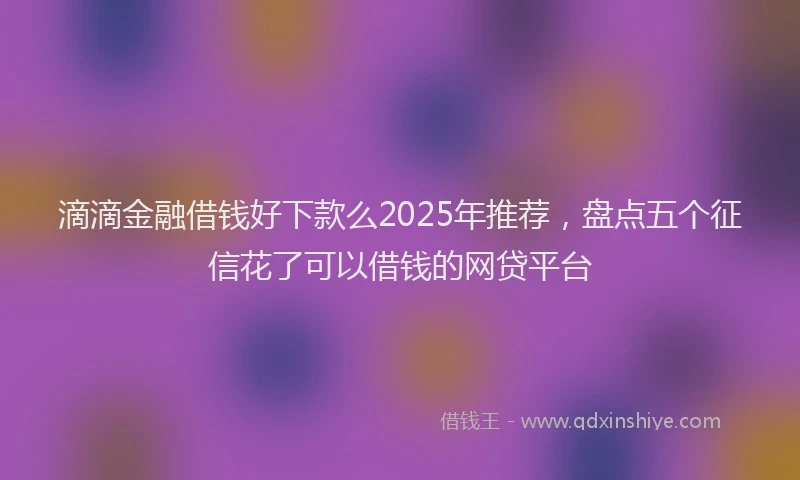滴滴金融借钱好下款么2025年推荐，盘点五个征信花了可以借钱的网贷平台