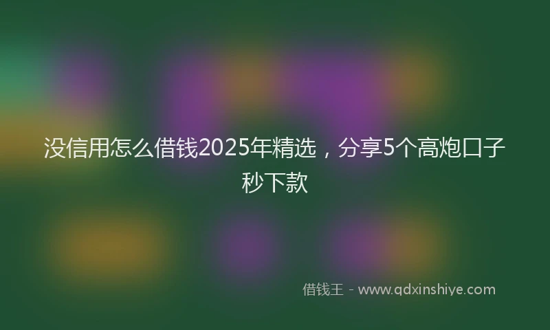 没信用怎么借钱2025年精选，分享5个高炮口子秒下款