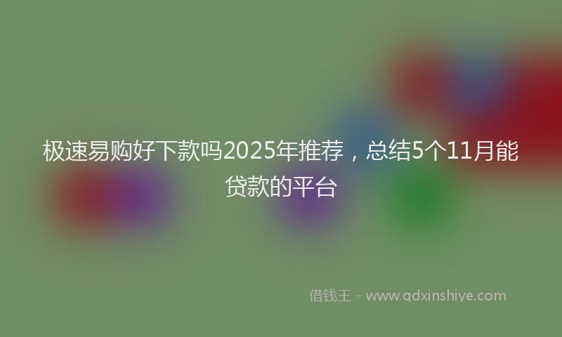 极速易购好下款吗2025年推荐，总结5个11月能贷款的平台