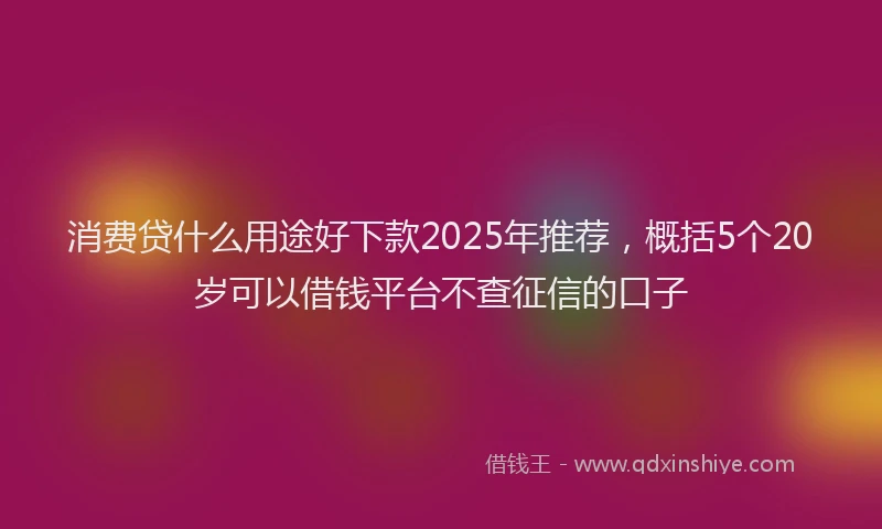 消费贷什么用途好下款2025年推荐，概括5个20岁可以借钱平台不查征信的口子