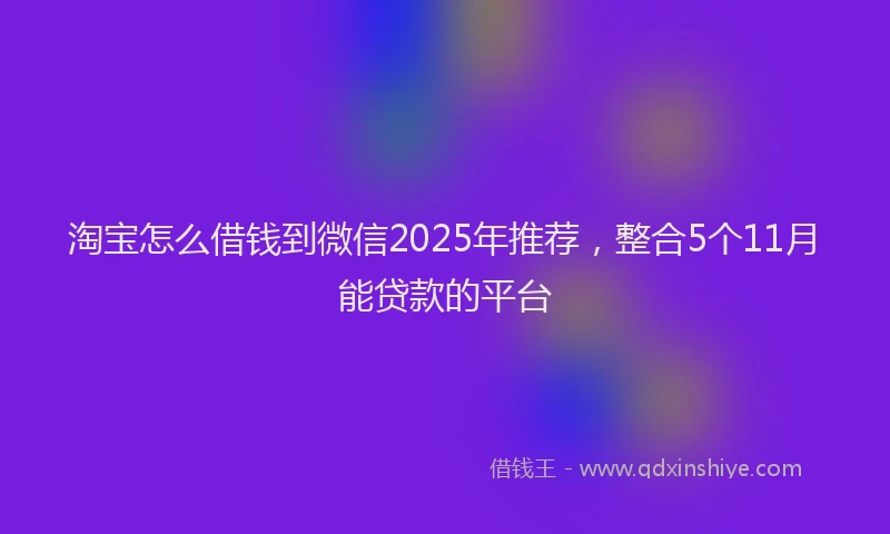 淘宝怎么借钱到微信2025年推荐，整合5个11月能贷款的平台