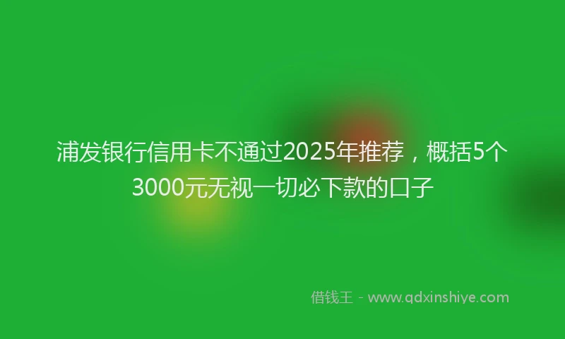 浦发银行信用卡不通过2025年推荐，概括5个3000元无视一切必下款的口子