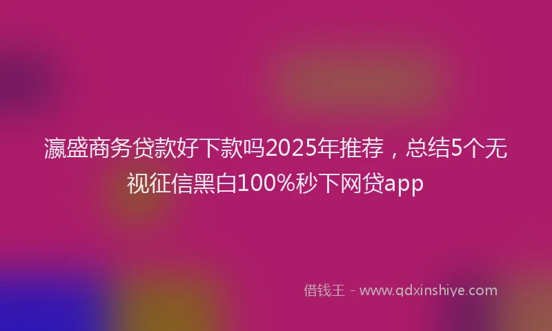 瀛盛商务贷款好下款吗2025年推荐，总结5个无视征信黑白100%秒下网贷app