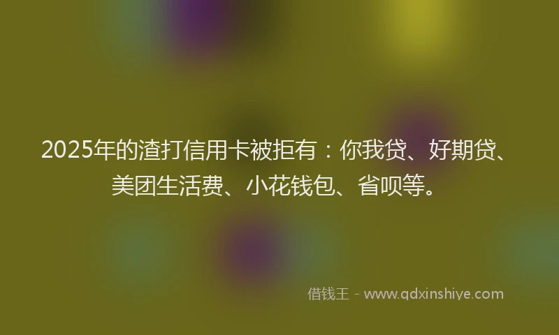 2025年的渣打信用卡被拒有：你我贷、好期贷、美团生活费、小花钱包、省呗等。