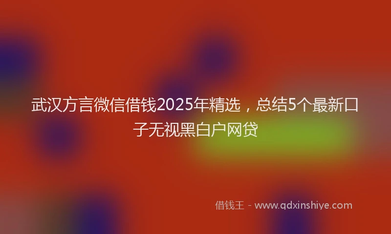 武汉方言微信借钱2025年精选，总结5个最新口子无视黑白户网贷