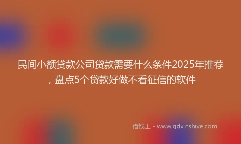 民间小额贷款公司贷款需要什么条件2025年推荐，盘点5个贷款好做不看征信的软件