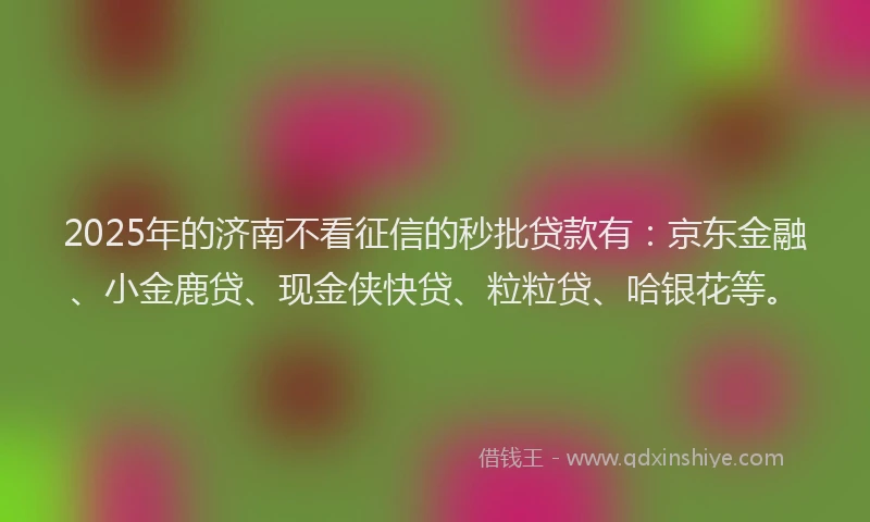 2025年的济南不看征信的秒批贷款有：京东金融、小金鹿贷、现金侠快贷、粒粒贷、哈银花等。