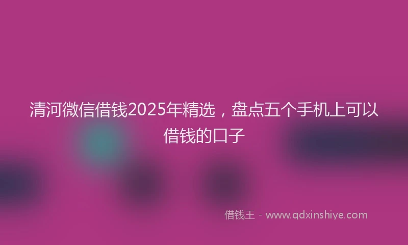 清河微信借钱2025年精选，盘点五个手机上可以借钱的口子