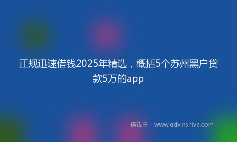 正规迅速借钱2025年精选，概括5个苏州黑户贷款5万的app