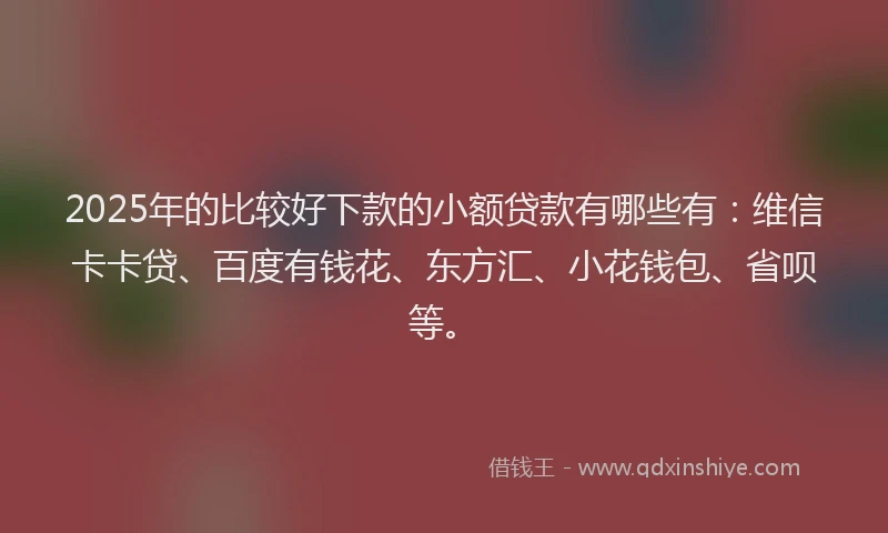 2025年的比较好下款的小额贷款有哪些有：维信卡卡贷、百度有钱花、东方汇、小花钱包、省呗等。
