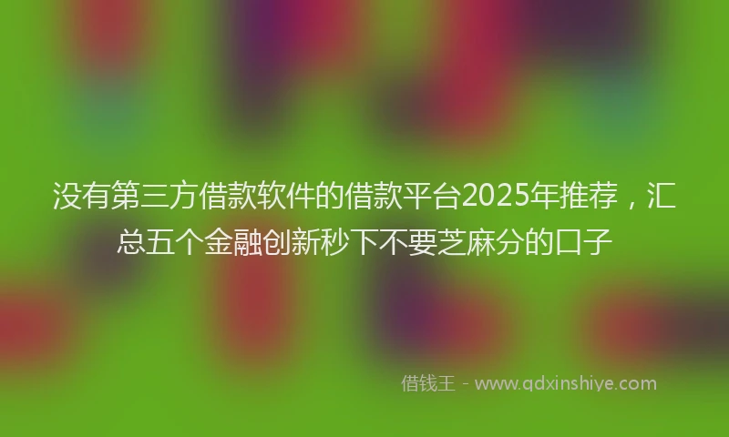 没有第三方借款软件的借款平台2025年推荐，汇总五个金融创新秒下不要芝麻分的口子